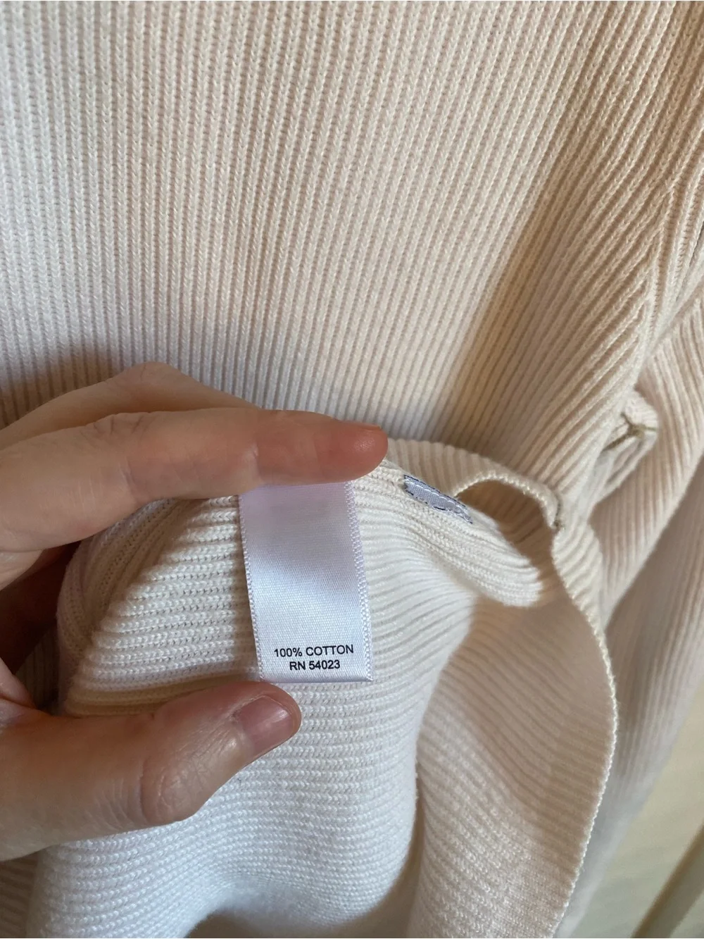 Banana Republic Cream Ribbed 100% Cotton Quarter-Zip Sweater